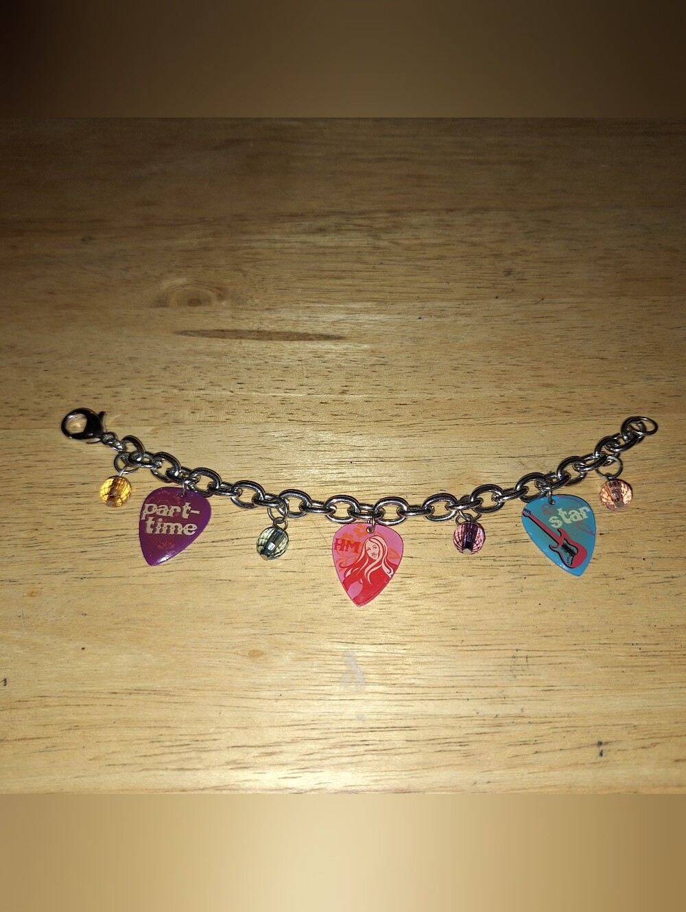 Vintage Hannah Montana Guitar Pick Charm Bracelet